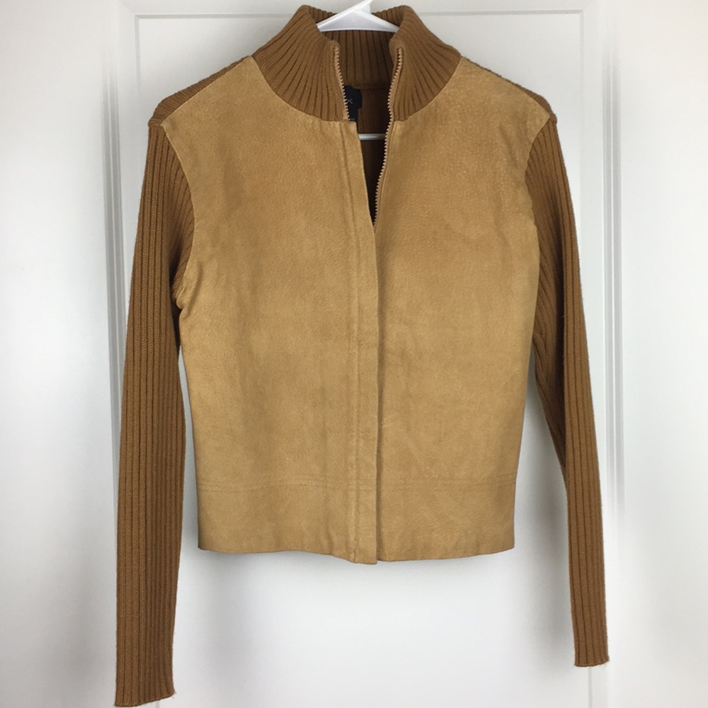 Suede + Chunky Rib Knit Jacket